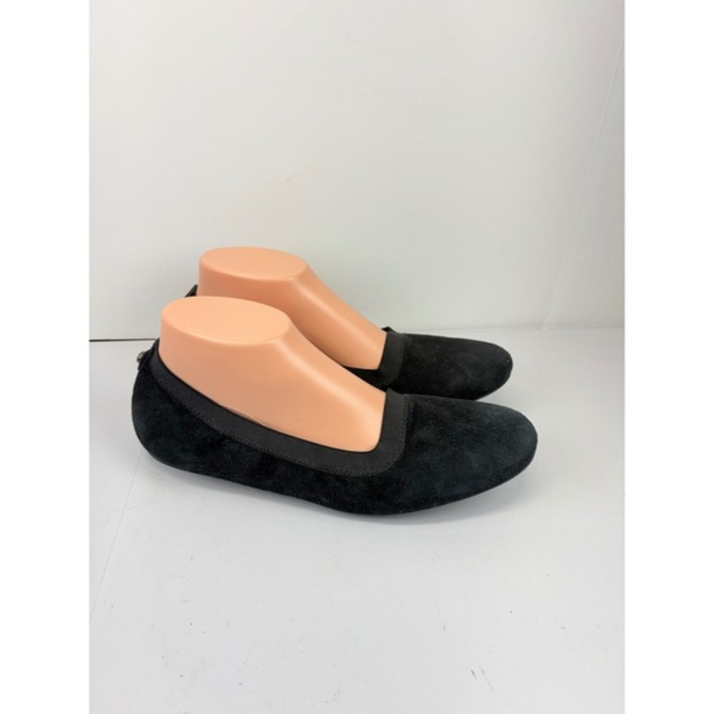 Stuart Weitzman Ballet Flats Women 9 Black Suede Elastic Round Toe Slip On Shoes - Picture 3 of 8